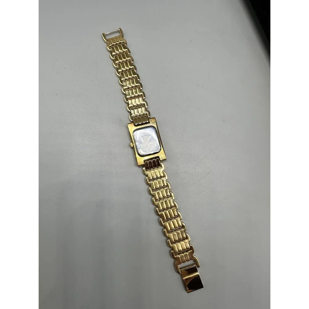 Gold Tone Elizabeth Taylor White Diamonds Crystal Studded Case Watch Works!